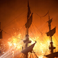 Buy canvas prints of Enchanting Tall Ships Fireworks Display by Jim Jones