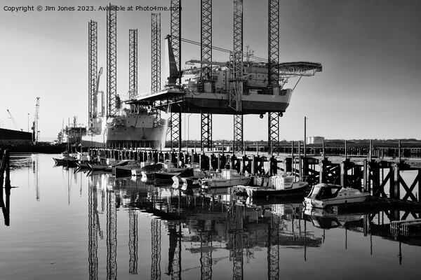 Big Ships and Little Boats - Monochrome Picture Board by Jim Jones