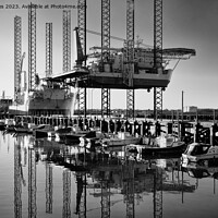 Buy canvas prints of Big Ships and Little Boats - Monochrome by Jim Jones