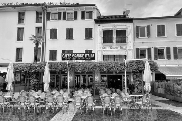 Caffe Grande Italia, Sirmione - Monochrome Picture Board by Jim Jones