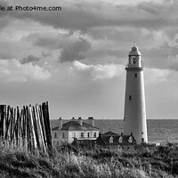 Buy canvas prints of St Mary's Island in monochrome by Jim Jones
