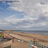 Buy canvas prints of Bright and Breezy Whitley Bay beach. by Jim Jones
