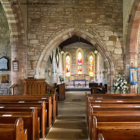 Buy canvas prints of The Holy Island of Lindisfarne church interior by Jim Jones