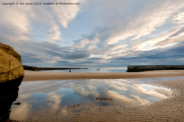 Calm Reflections at Cullercoats Bay Picture Board by Jim Jones