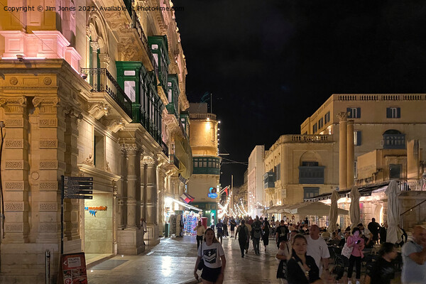 Republic Street, Valletta after dark Picture Board by Jim Jones