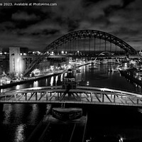 Buy canvas prints of The River Tyne at Night - Monochrome by Jim Jones