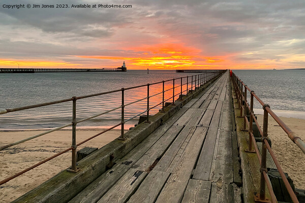 December sunrise over the Old Wooden Pier Picture Board by Jim Jones