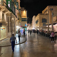 Buy canvas prints of Republic Street, Valletta after dark - Portrait by Jim Jones