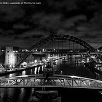 Buy canvas prints of The River Tyne at Night - Monochrome (2) by Jim Jones