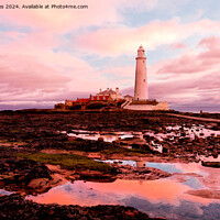 Buy canvas prints of Pink and Blue St Mary's Island. by Jim Jones