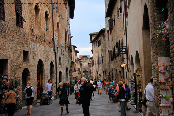 Streets of San Gimignano, Tuscany Picture Board by Jim Jones
