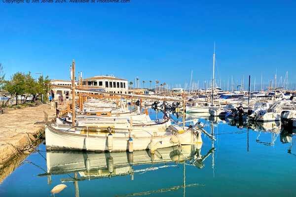 Traditional Llaut Fishing Boats in Pollensa Marina Picture Board by Jim Jones