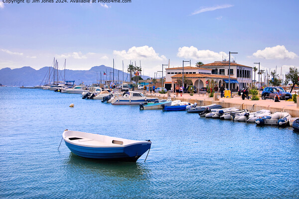 Blue Dinghy in Puerto Pollensa Picture Board by Jim Jones
