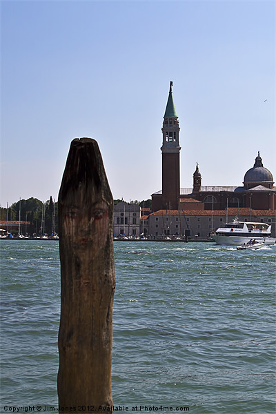 Venetian painted mooring post Picture Board by Jim Jones