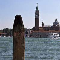 Buy canvas prints of Venetian painted mooring post by Jim Jones