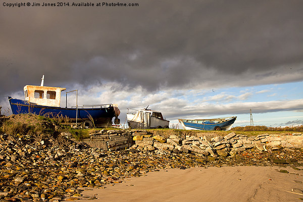  Boatyard under threatening sky Picture Board by Jim Jones