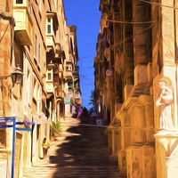 Buy canvas prints of  Valletta stairs by Jim Jones