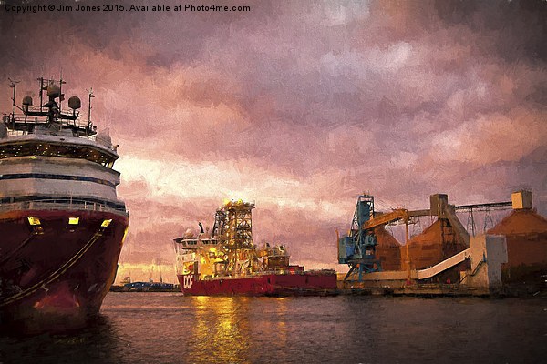  Port of Blyth at dusk with Artistic Filter Picture Board by Jim Jones