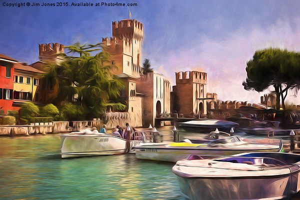  Sirmione Scaliger Castle with artistic filter Picture Board by Jim Jones