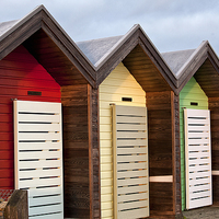 Buy canvas prints of  Beach Huts in December sunshine by Jim Jones