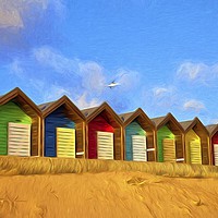 Buy canvas prints of Beach Huts with artistic filter by Jim Jones
