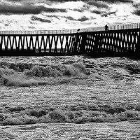 Buy canvas prints of Wooden Pier in black and white by Jim Jones