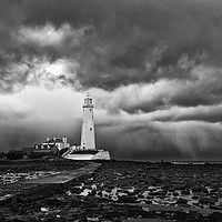 Buy canvas prints of Storm clouds over St Mary's Island by Jim Jones
