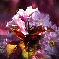 Buy canvas prints of Artistic Copper leaves and Cherry blossom by Jim Jones