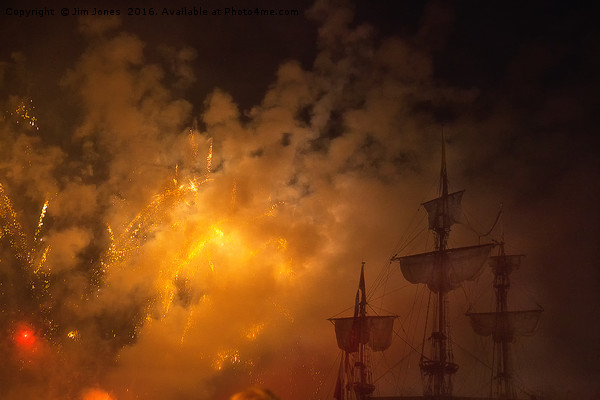 Ghost ships through fireworks Picture Board by Jim Jones