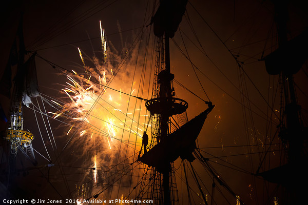 Fireworks and Tall Ships 2 Picture Board by Jim Jones