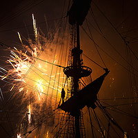Buy canvas prints of Fireworks and Tall Ships 2 by Jim Jones