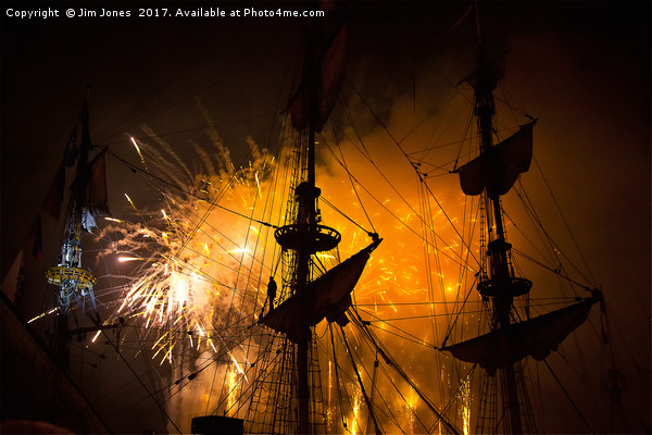 Fireworks and Tall Ships 3 Picture Board by Jim Jones