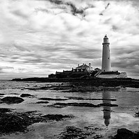 Buy canvas prints of St Mary's Island in mono by Jim Jones