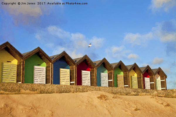 Painterly Beach Huts Picture Board by Jim Jones