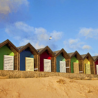 Buy canvas prints of Painterly Beach Huts by Jim Jones