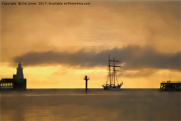 Sailing away into a soft focus morning Picture Board by Jim Jones