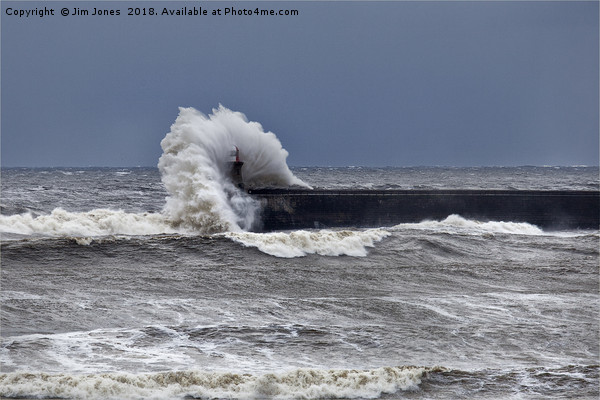 Waves over South Shields pier Picture Board by Jim Jones