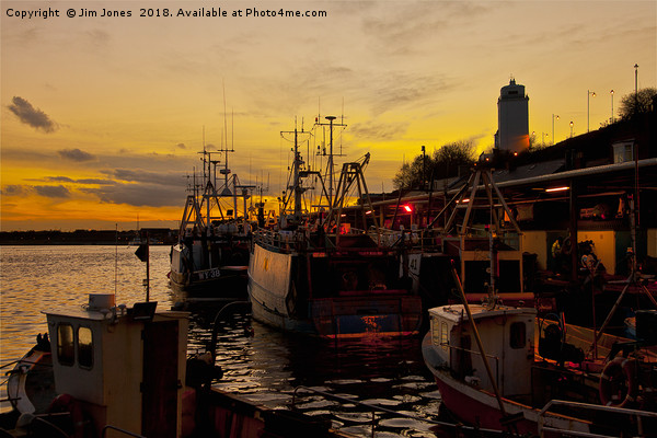 Dusk over the Fish Quay Picture Board by Jim Jones