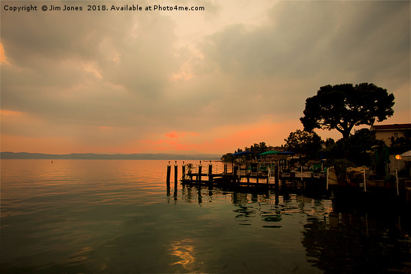  Sirmione Sunset Picture Board by Jim Jones