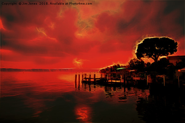 Artistic Sirmione sunset Picture Board by Jim Jones