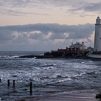 Buy canvas prints of Choppy seas around St Mary's Island by Jim Jones