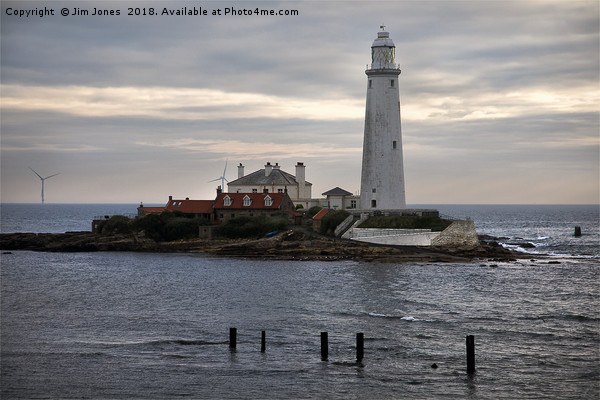 St Mary's Island and lighthouse Picture Board by Jim Jones