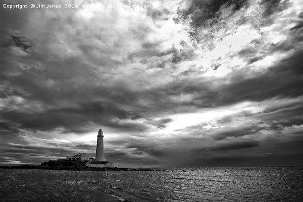 Dramatic early morning sky at St Mary's Island Picture Board by Jim Jones