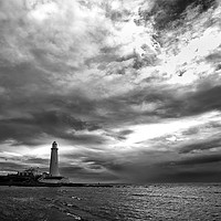 Buy canvas prints of Dramatic early morning sky at St Mary's Island by Jim Jones