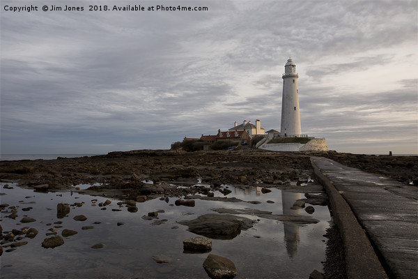 St Mary's Lighthouse reflections Picture Board by Jim Jones