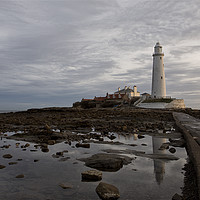 Buy canvas prints of St Mary's Lighthouse reflections by Jim Jones