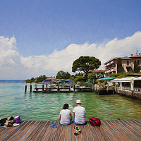 Buy canvas prints of Relaxing in the afternoon sunshine on Lake Garda,  by Jim Jones