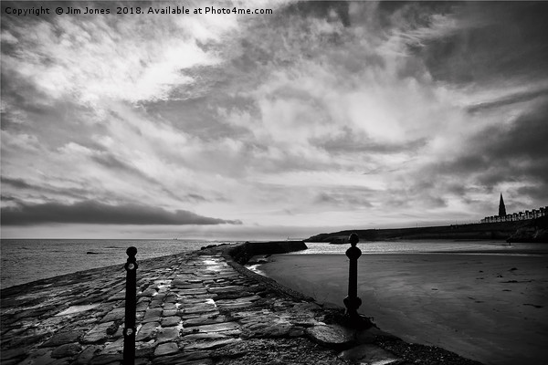 Early morning at Cullercoats Bay in B&W Picture Board by Jim Jones