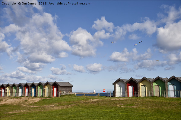 The Beach Huts at Blyth in Northumberland Picture Board by Jim Jones
