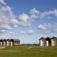 Buy canvas prints of The Beach Huts at Blyth in Northumberland by Jim Jones